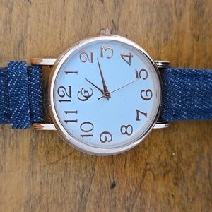 Gold Coast Rose Gold Denim Band Watch